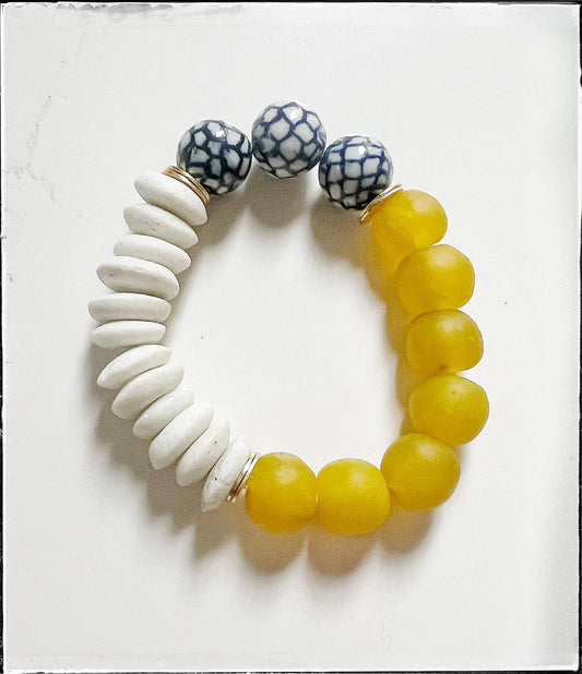 Yellow Recycled Glass Bracelet
