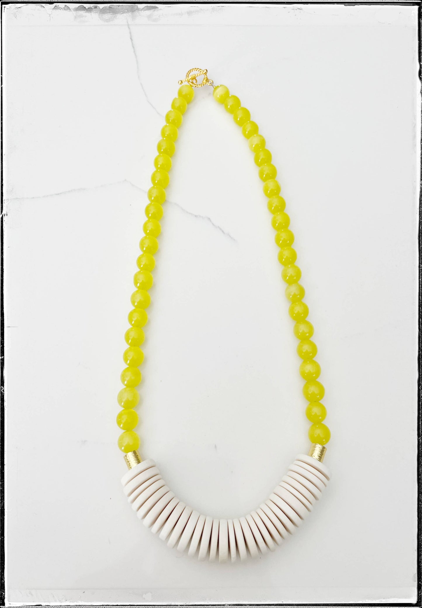 Yellow Cats Eye Bead Necklace