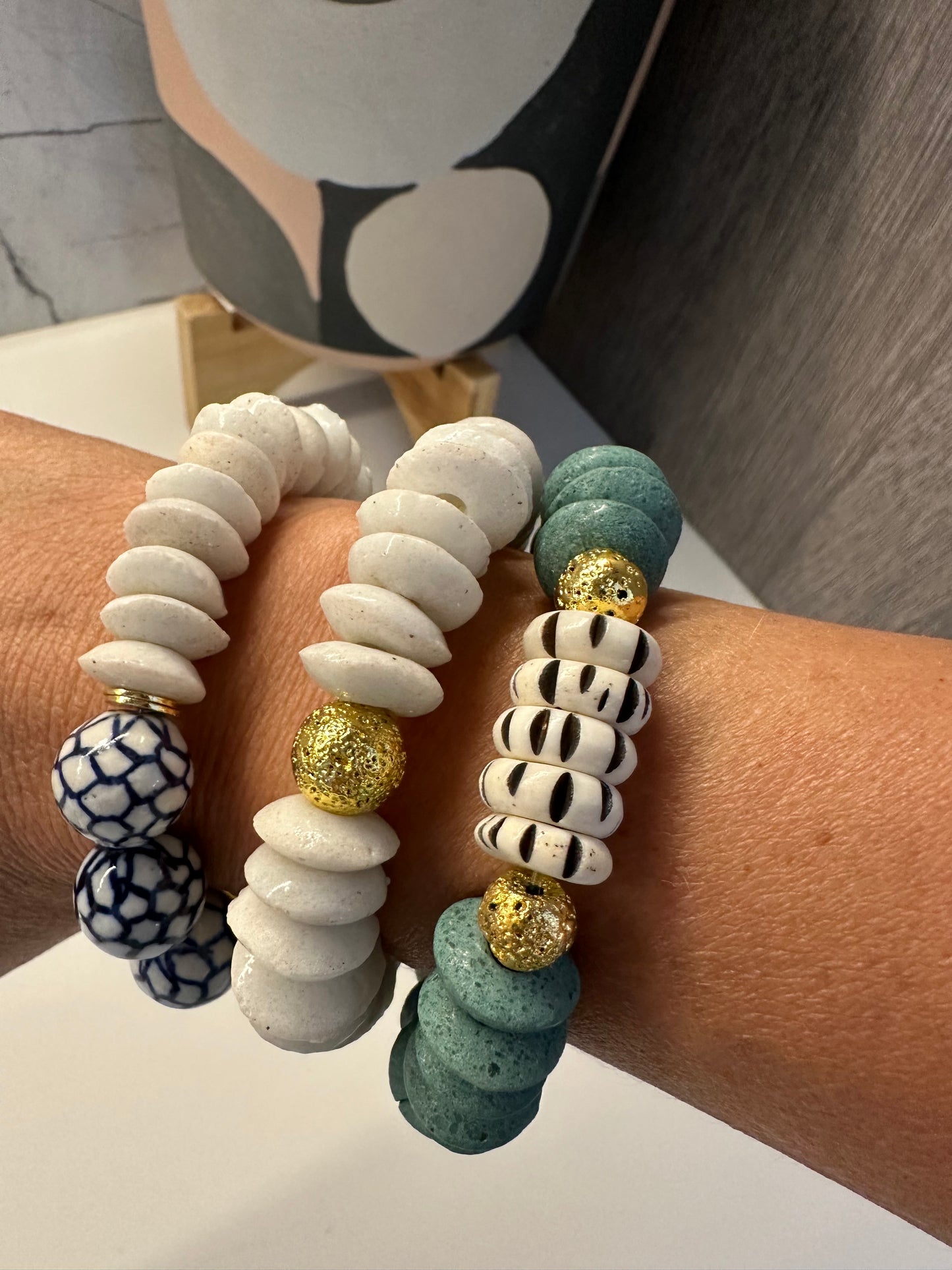 White Ashanti Glass Bracelet