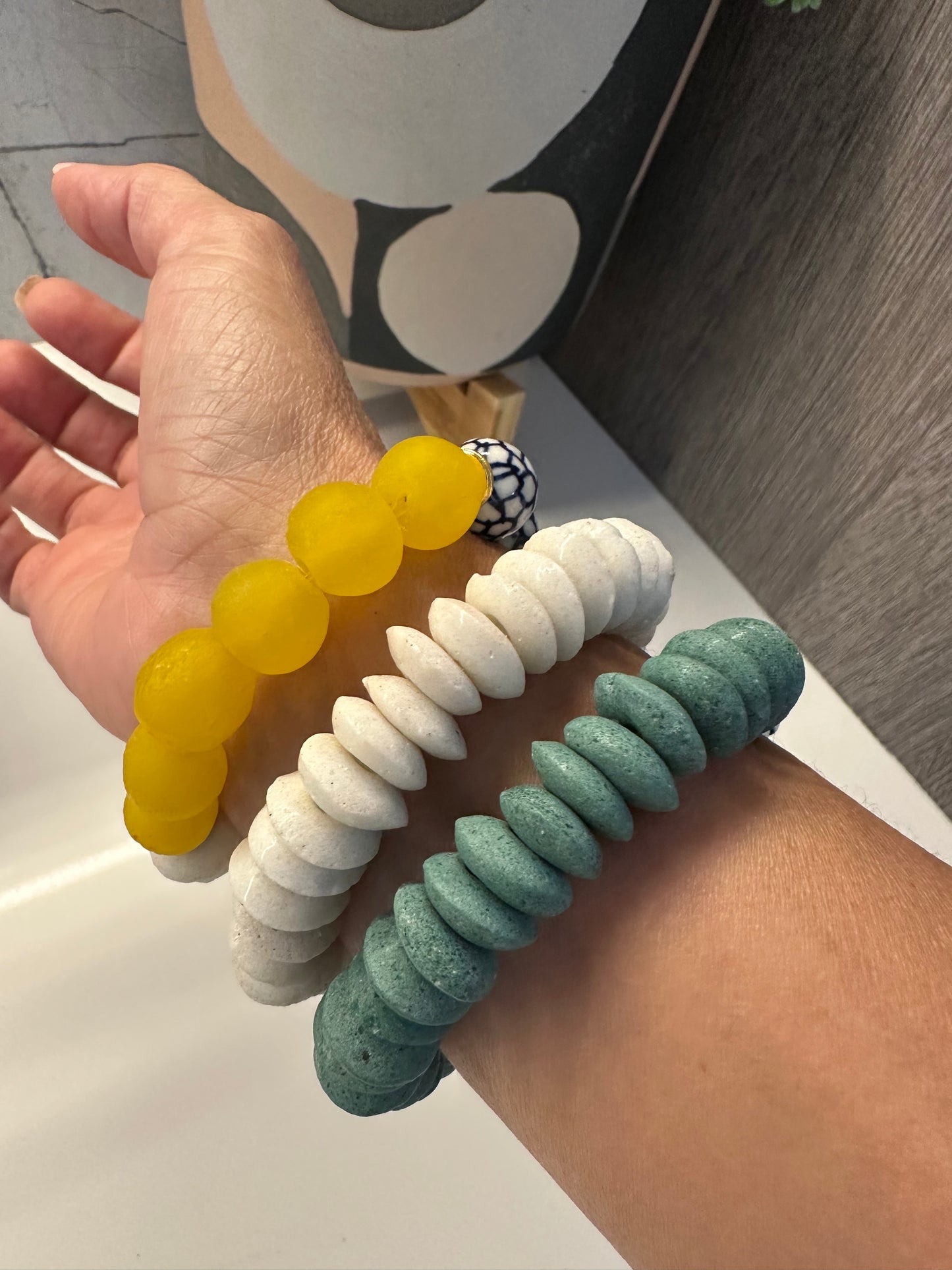 White Ashanti Glass Bracelet