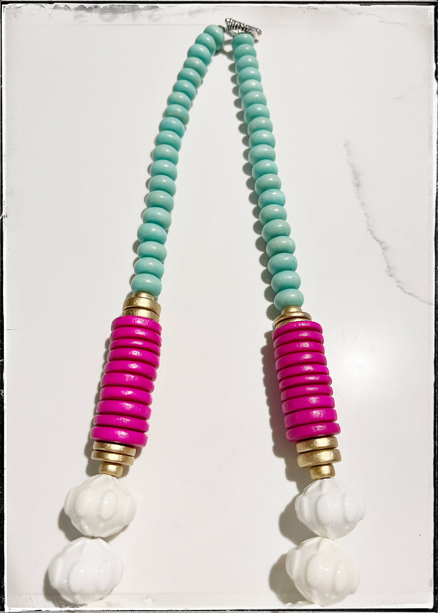 White & Pink Coconut Bead Necklace