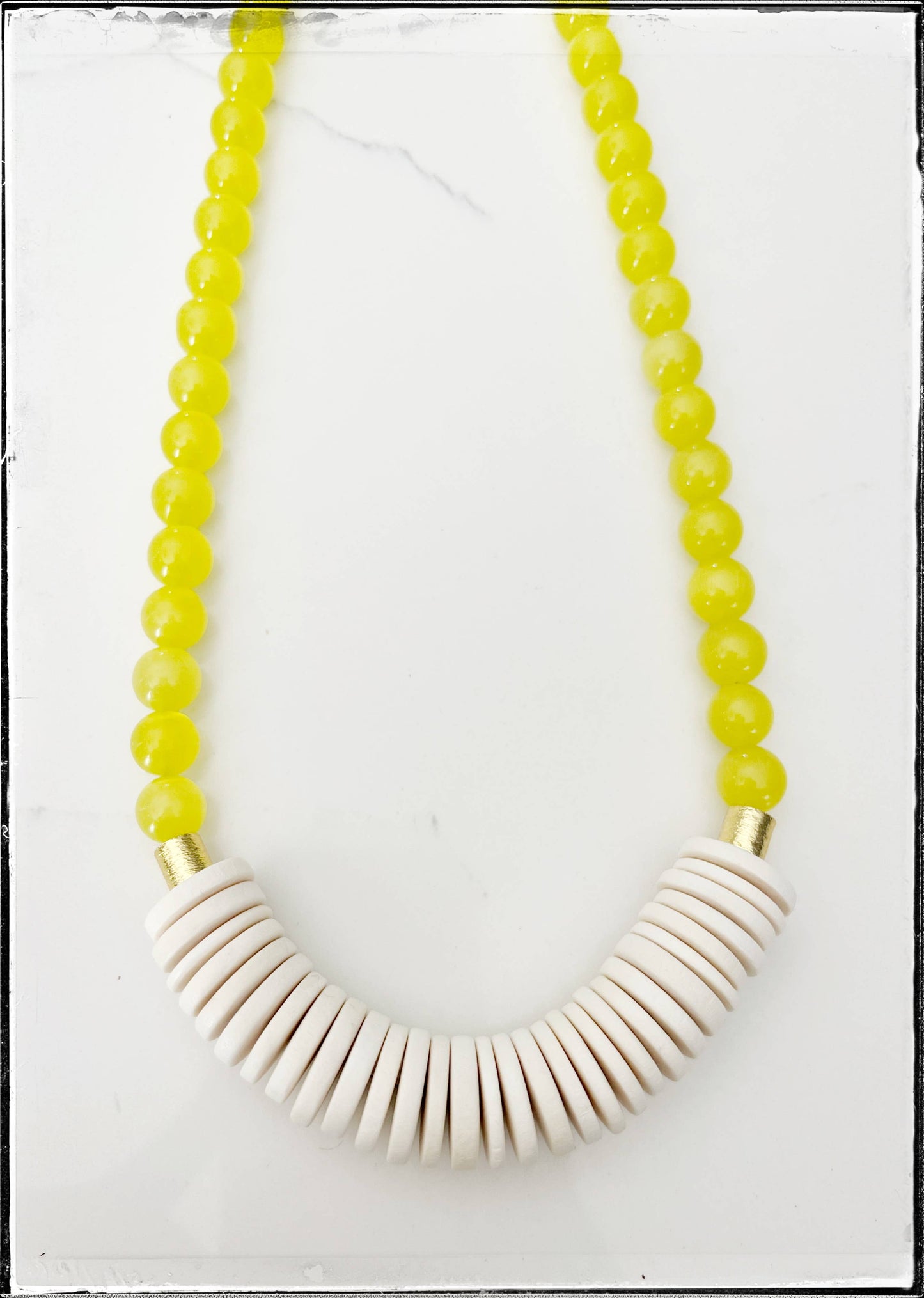 Yellow Cats Eye Bead Necklace