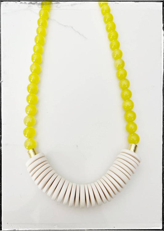 Yellow Cats Eye Bead Necklace