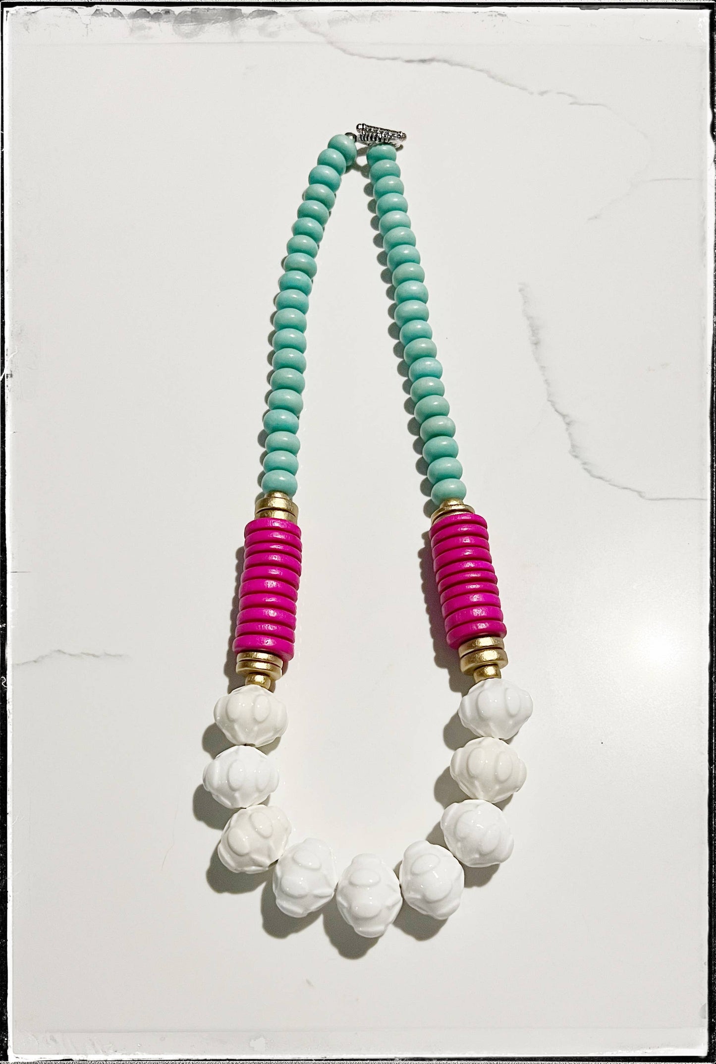 White & Pink Coconut Bead Necklace